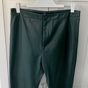NEW Zara Faux Leather Dark Green Leggings XL